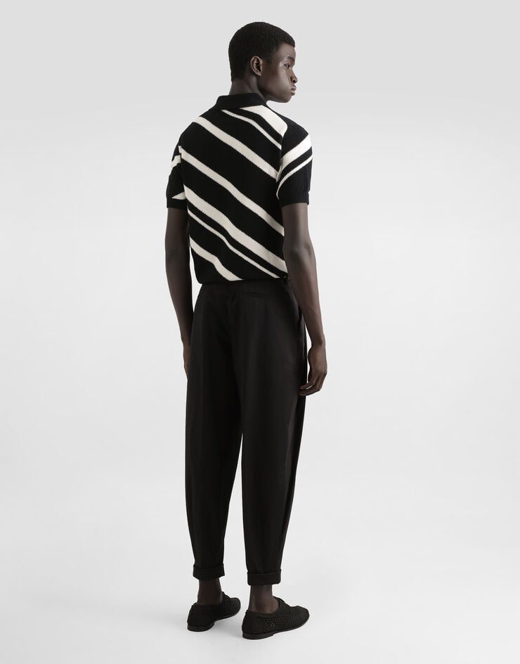 Dolce & Gabbana Jersey Polo De Algodón De Manga Corta Con Intarsia A Rayas