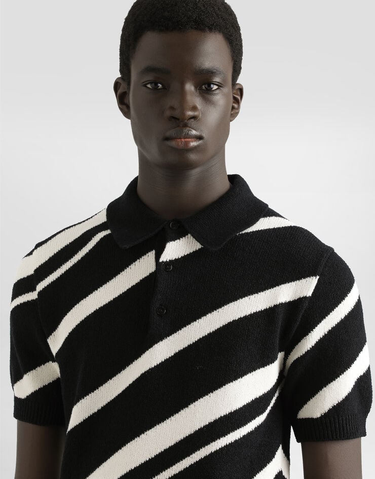 Dolce & Gabbana Jersey Polo De Algodón De Manga Corta Con Intarsia A Rayas