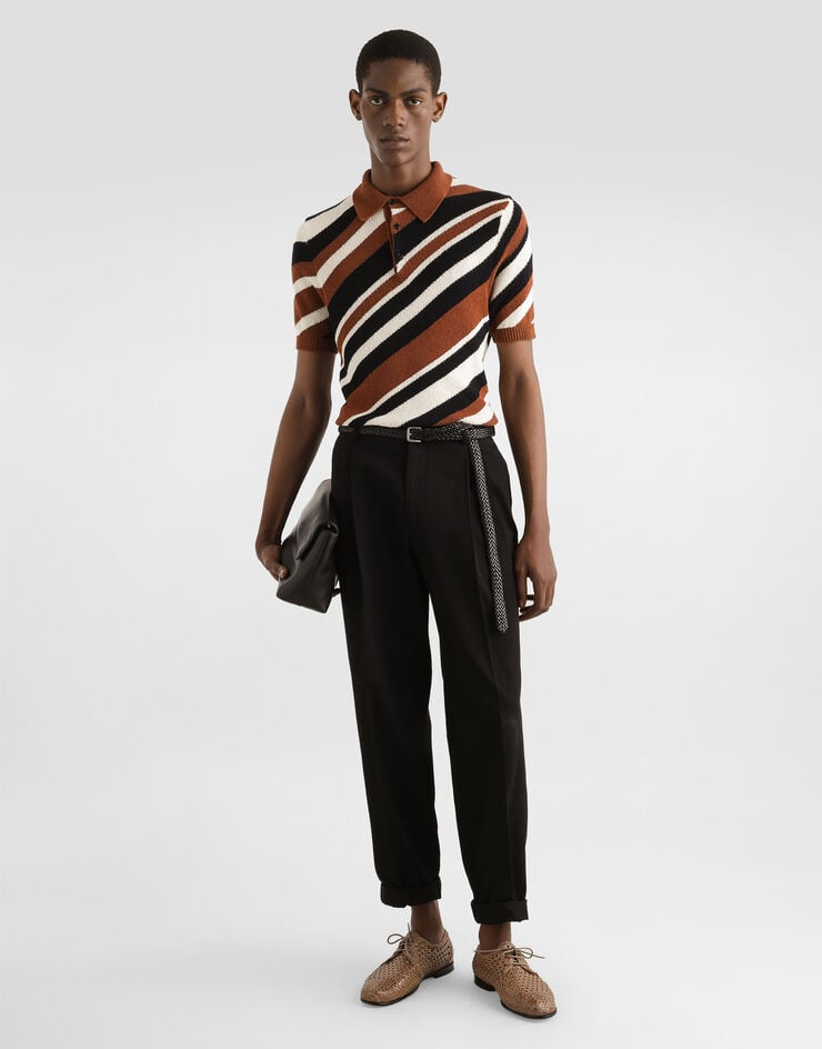 Dolce & Gabbana Jersey Polo De Algodón De Manga Corta Con Intarsia A Rayas