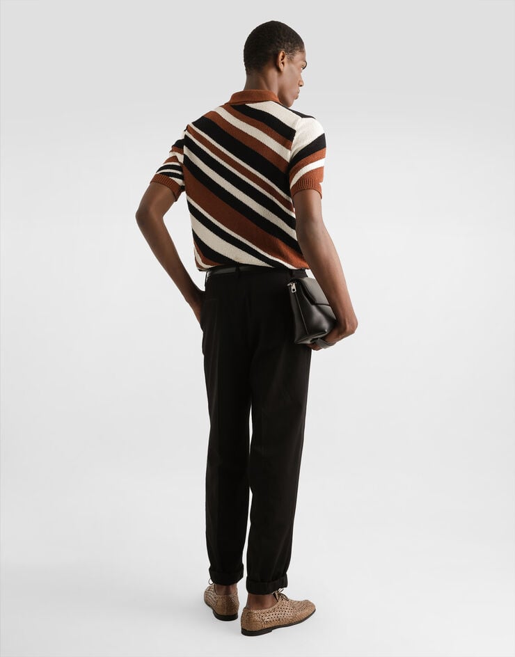 Dolce & Gabbana Jersey Polo De Algodón De Manga Corta Con Intarsia A Rayas