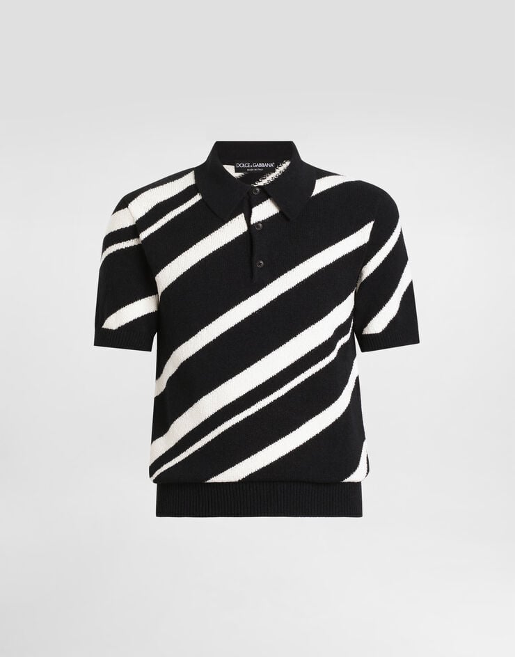 Dolce & Gabbana Jersey polo de algodón de manga corta con intarsia a rayas
