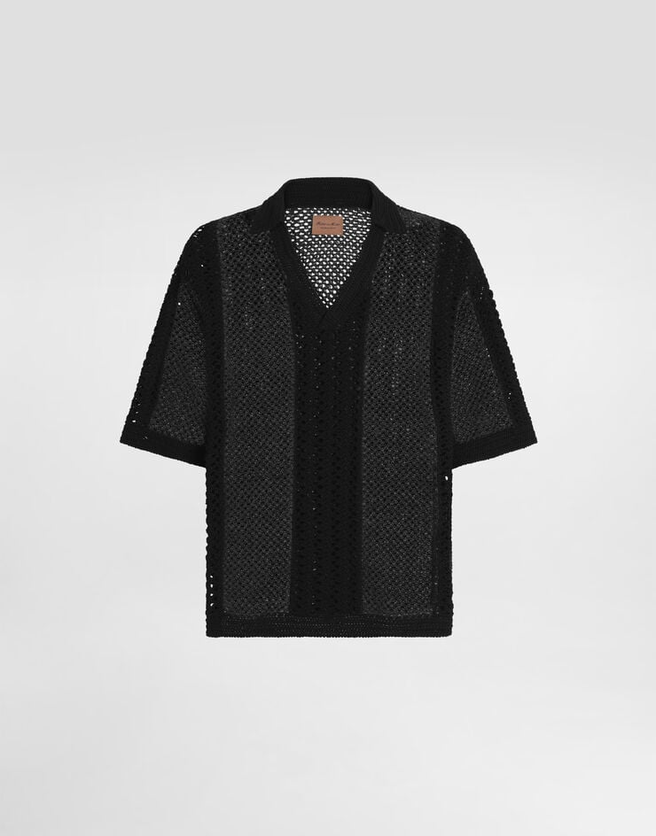 Dolce & Gabbana Jersey polo de manga corta de ganchillo de algodón