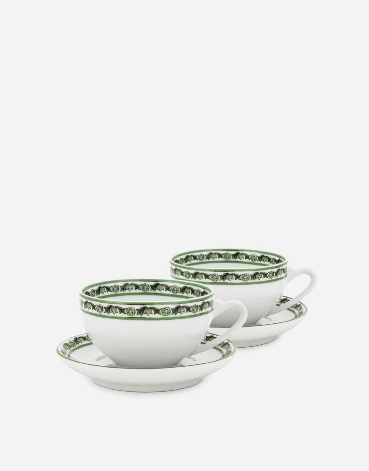 Dolce & Gabbana Juego de 2 tazas de té con platillo de porcelana