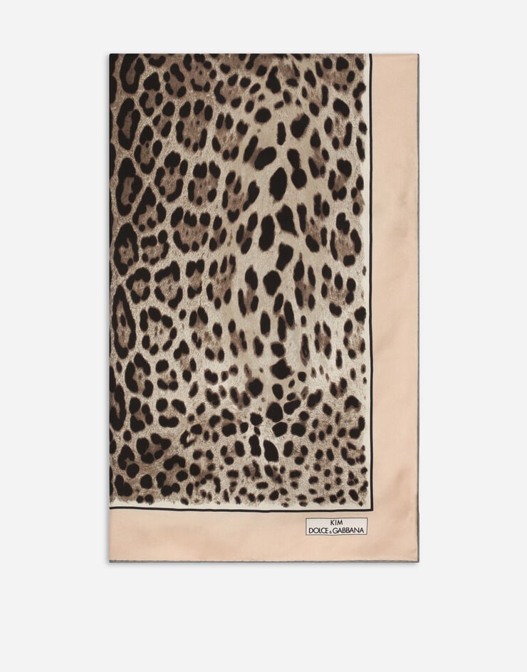 Dolce & Gabbana KIM DOLCE&GABBANA Fular 90x90 de sarga con estampado de leopardo