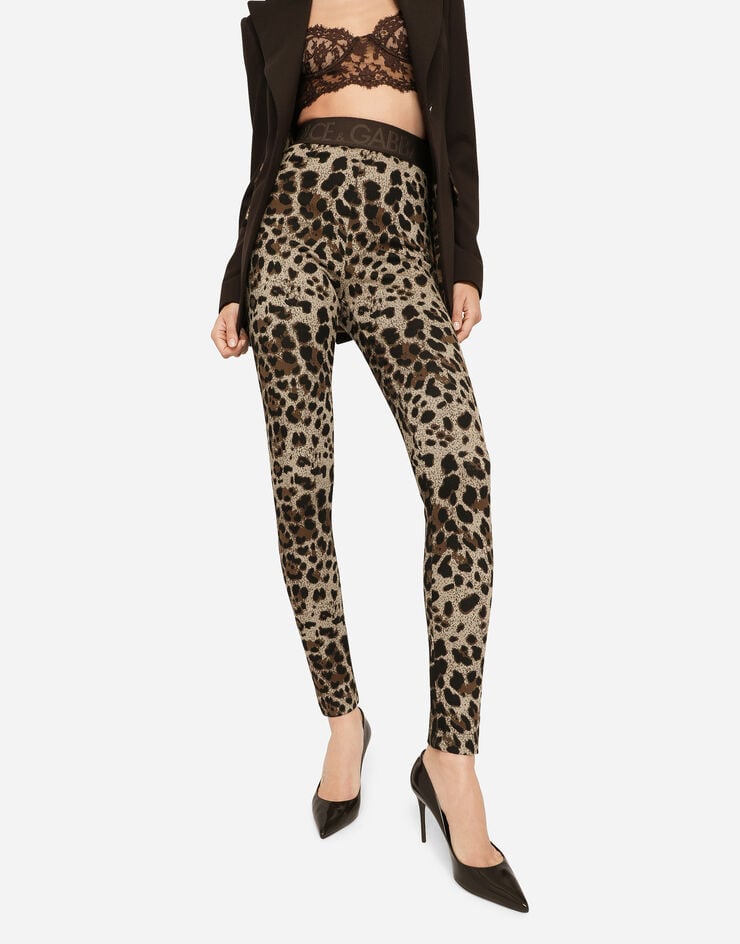 Dolce & Gabbana Leggings De Punto Jacquard Con Motivo De Leopardo