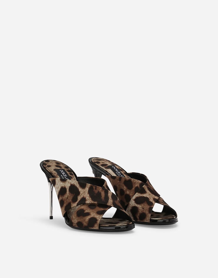 Dolce & Gabbana Mule De Raso Con Estampado De Leopardo