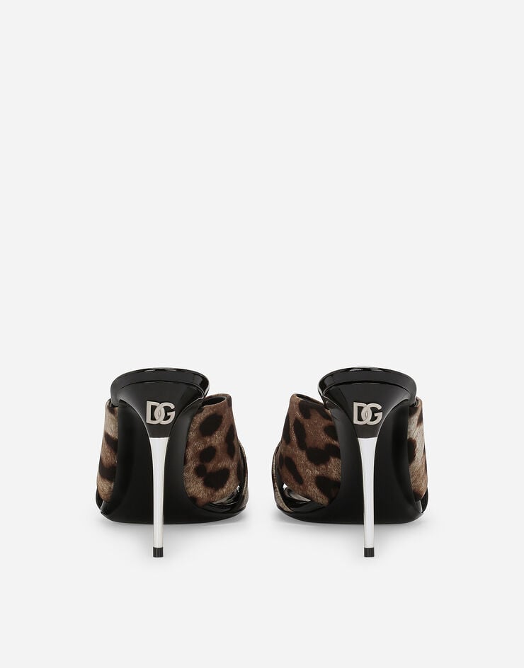 Dolce & Gabbana Mule De Raso Con Estampado De Leopardo