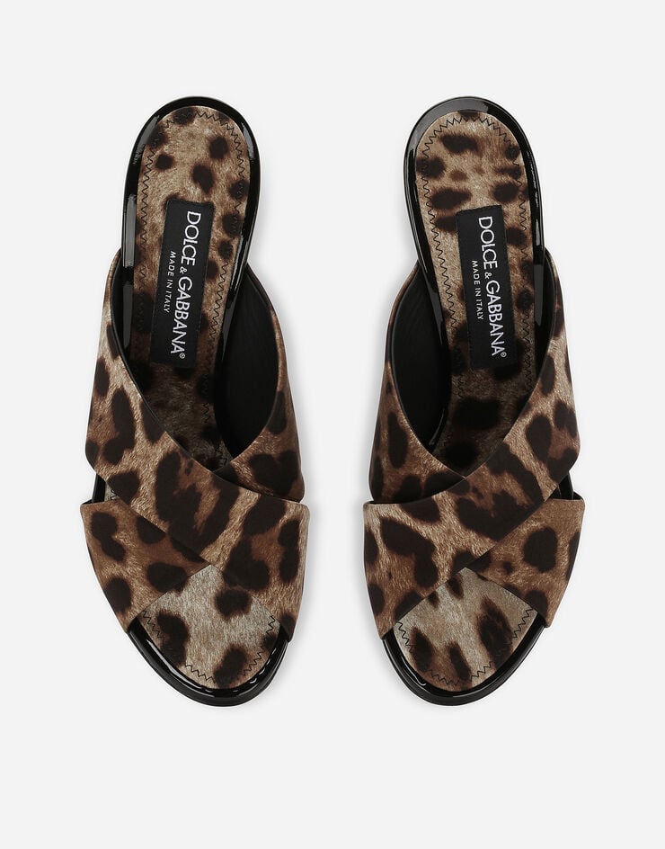 Dolce & Gabbana Mule De Raso Con Estampado De Leopardo