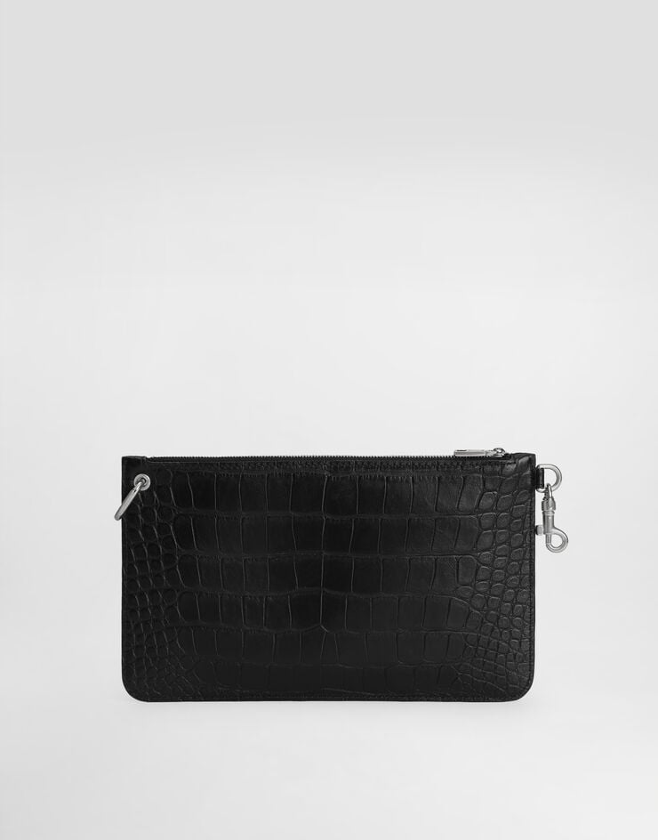 Dolce & Gabbana Neceser De Piel De Becerro Con Estampado De Cocodrilo