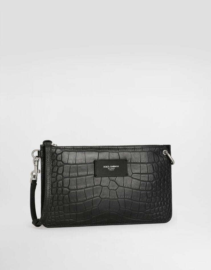 Dolce & Gabbana Neceser De Piel De Becerro Con Estampado De Cocodrilo
