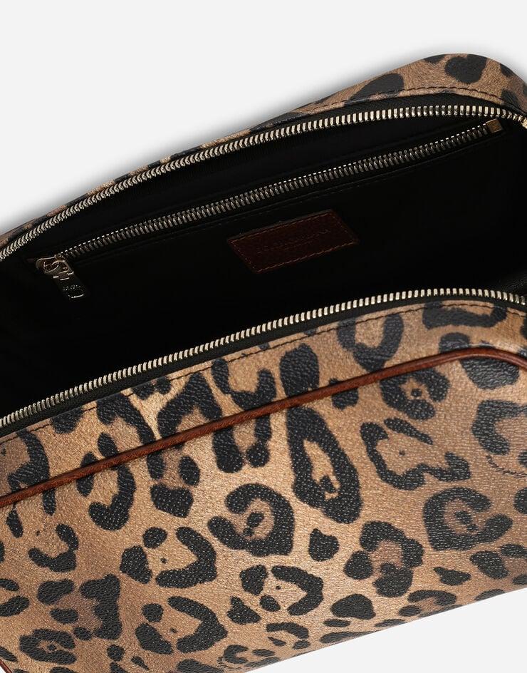 Dolce & Gabbana Neceser En Crespo Estampado Leopardo Con Placa Con Logotipo
