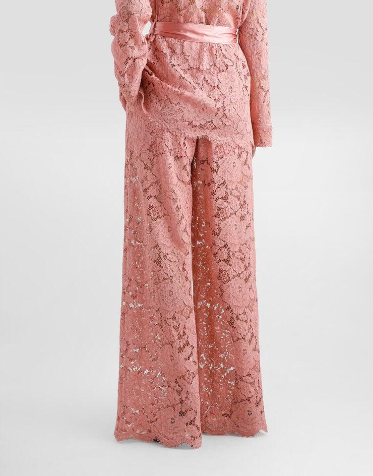Dolce & Gabbana Pantalón Acampanado De Encaje Cordonetto Floral Con Logotipo DG