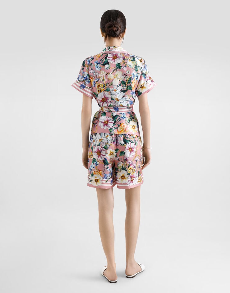 Dolce & Gabbana Pantalón Corto Estilo Pijama De Seda Con Estampado De Flores