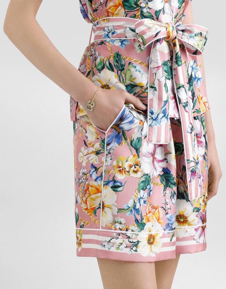 Dolce & Gabbana Pantalón Corto Estilo Pijama De Seda Con Estampado De Flores