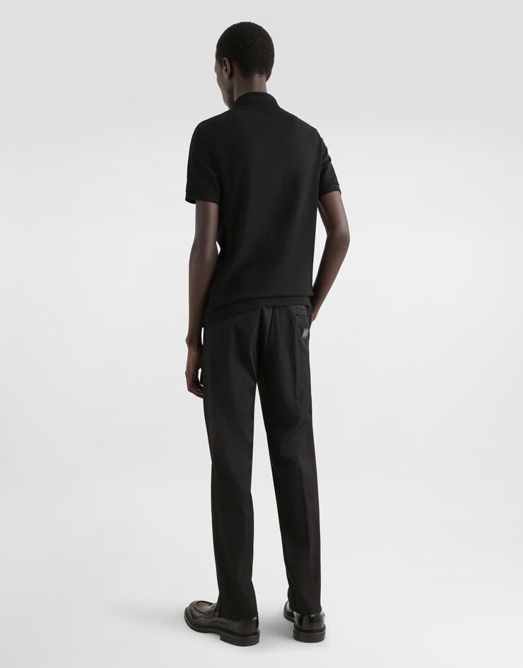 Dolce & Gabbana Pantalón De Algodón Elástico Con Placa Con Logotipo