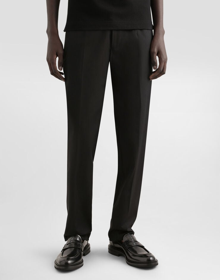 Dolce & Gabbana Pantalón De Algodón Elástico Con Placa Con Logotipo