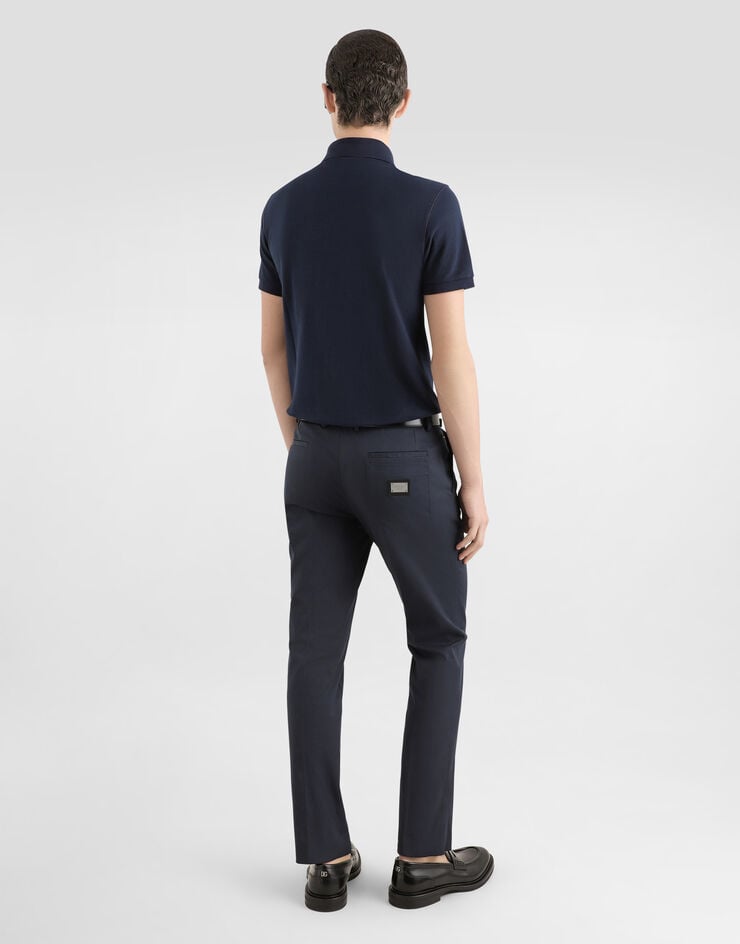 Dolce & Gabbana Pantalón De Algodón Elástico Con Placa Con Logotipo