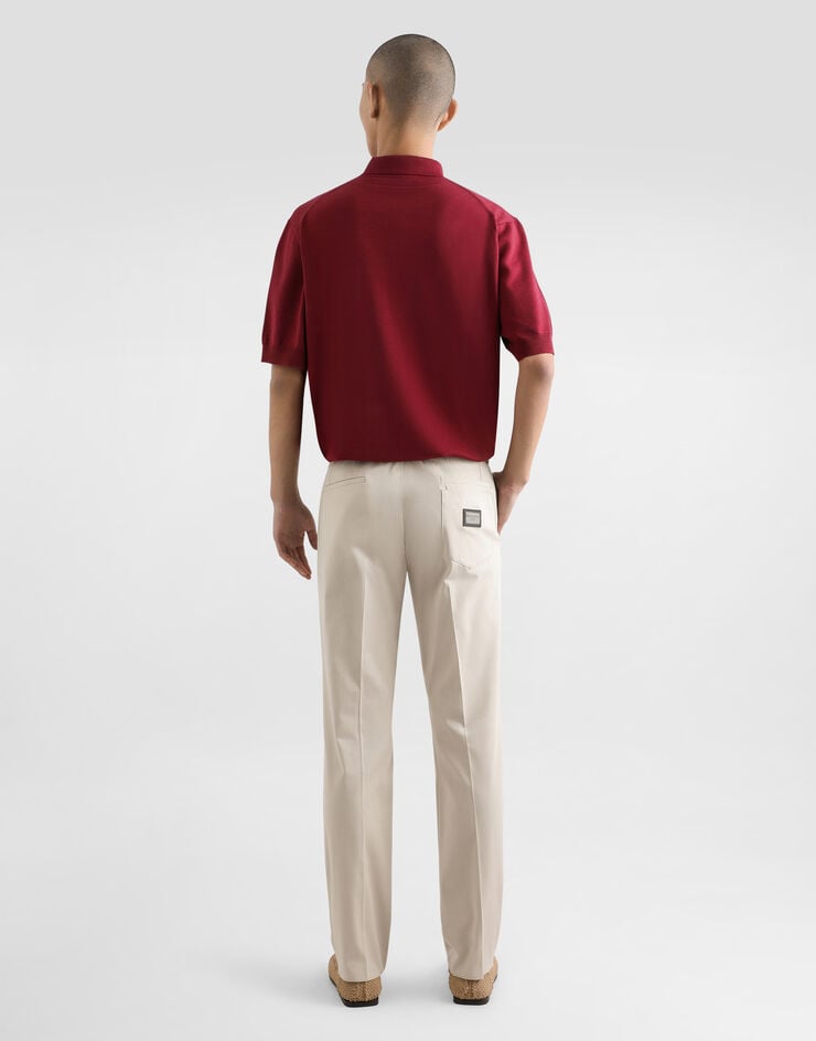 Dolce & Gabbana Pantalón De Algodón Elástico Con Placa Con Logotipo