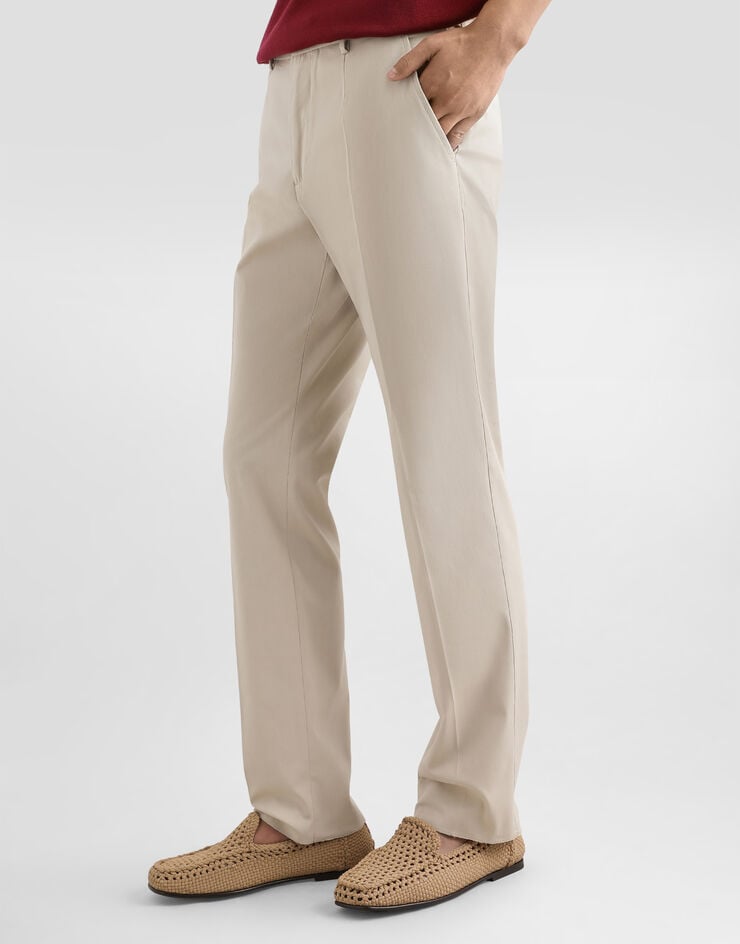 Dolce & Gabbana Pantalón De Algodón Elástico Con Placa Con Logotipo