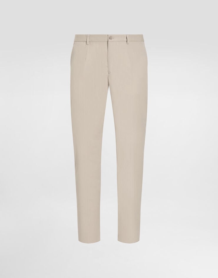 Dolce & Gabbana Pantalón de algodón elástico con placa con logotipo