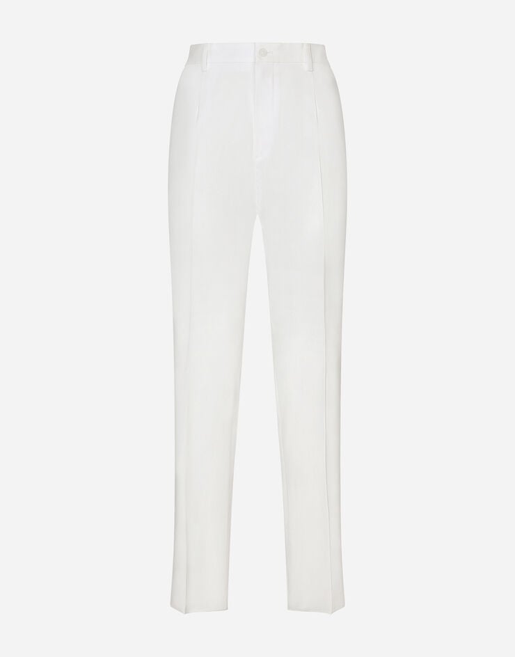 Dolce & Gabbana Pantalón de algodón elástico con placa con logotipo