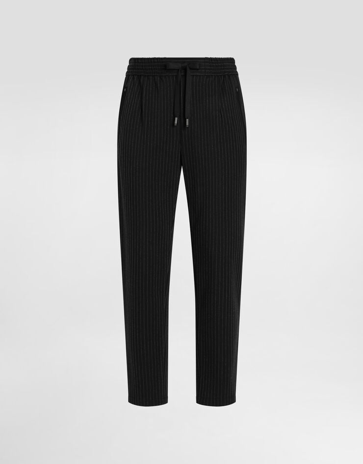 Dolce & Gabbana Pantalón de chándal en punto a rayas diplomáticas con parche DG