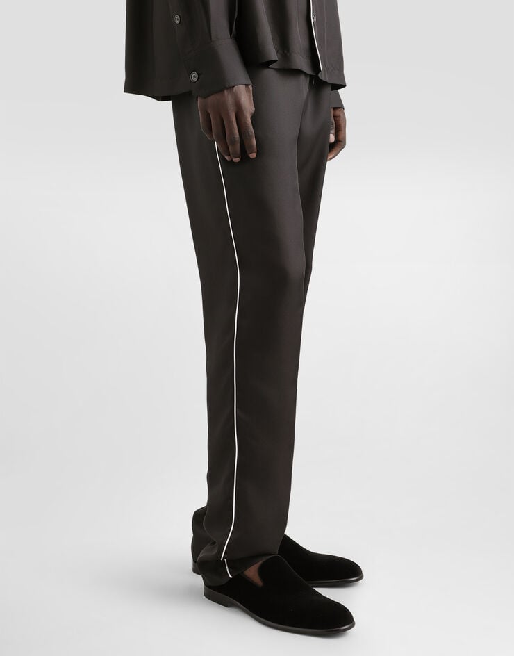 Dolce & Gabbana Pantalón De Chándal En Seda Con Parche Con DG Bordado