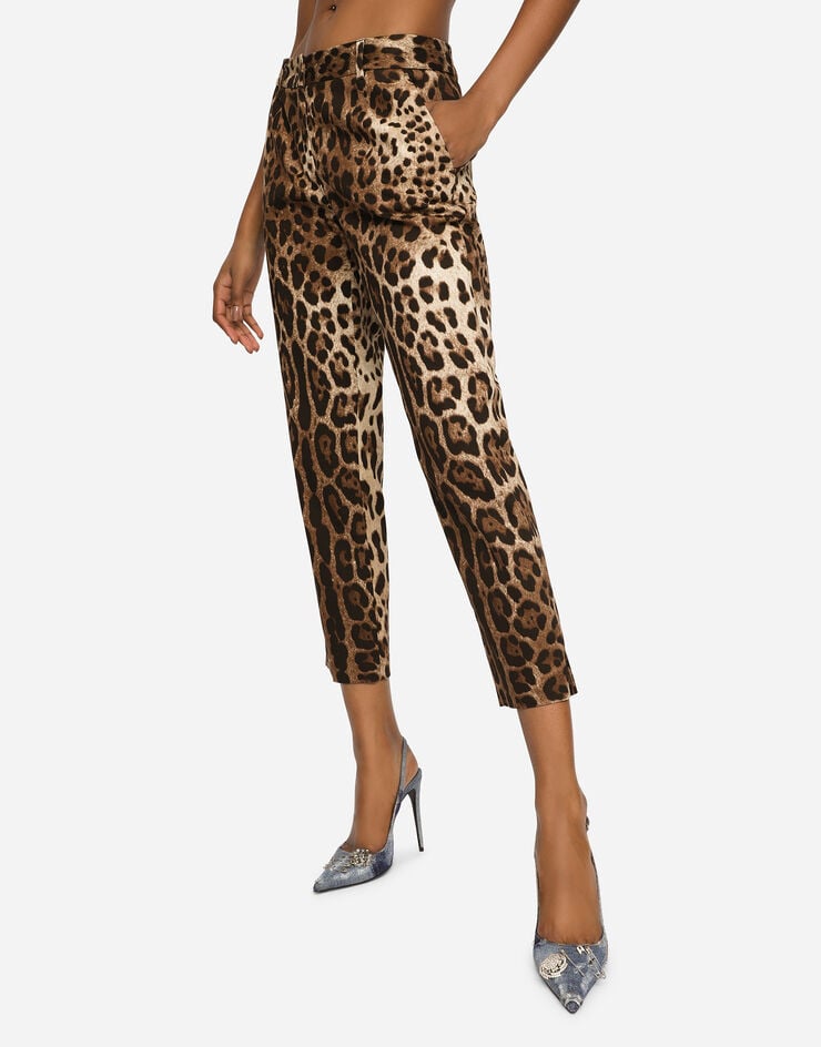 Dolce & Gabbana Pantalón De Dril Con Estampado De Leopardo