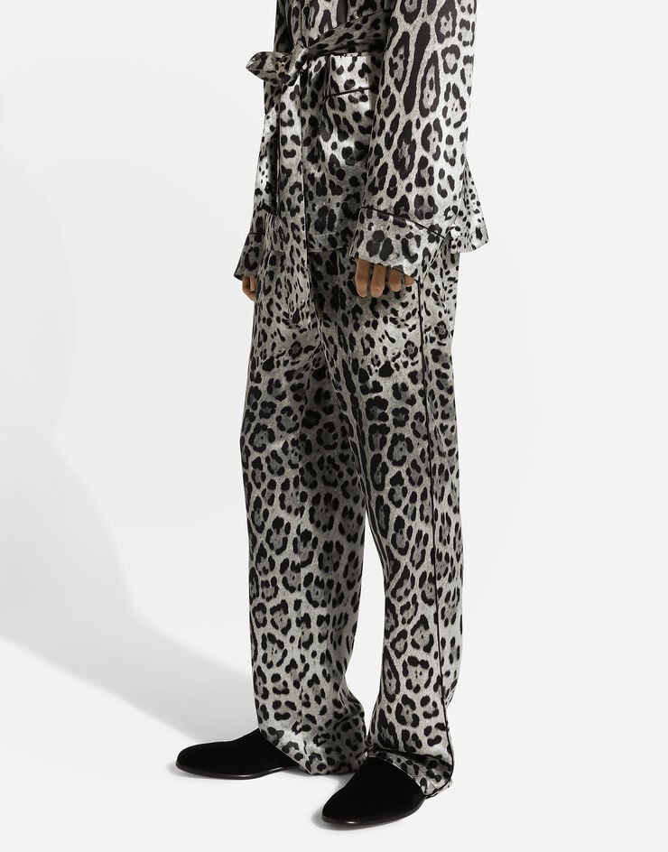 Dolce & Gabbana Pantalón De Raso Con Estampado De Leopardo