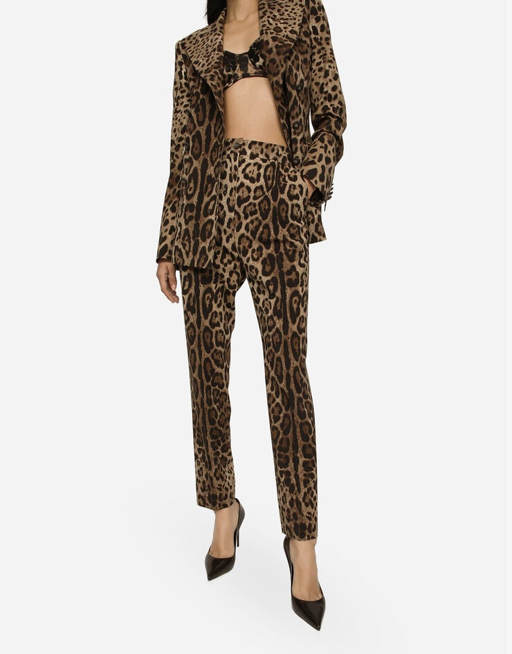 Dolce & Gabbana Pantalón De Talle Alto De Lana Con Estampado De Leopardo