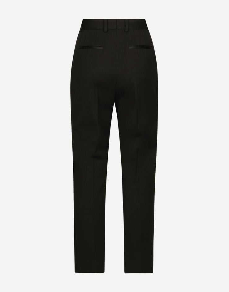 Dolce & Gabbana Pantalón Pitillo De Talle Alto En Gabardina De Lana