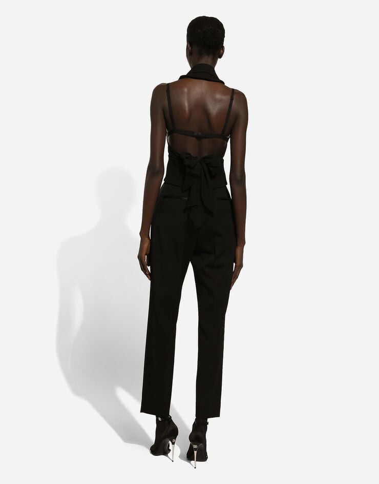 Dolce & Gabbana Pantalón Pitillo De Talle Alto En Gabardina De Lana