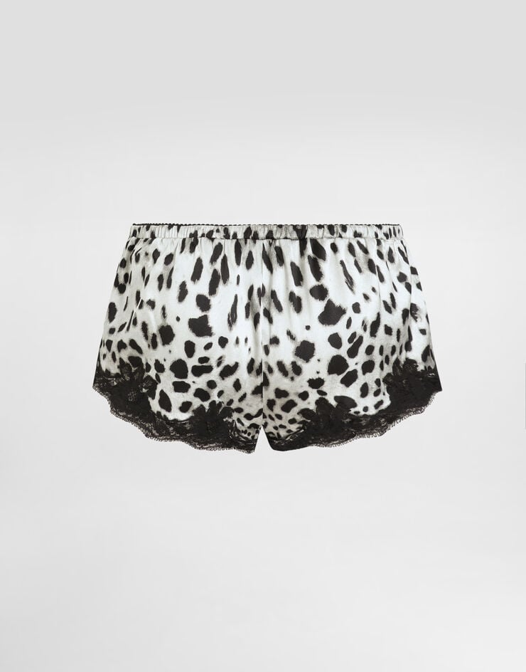 Dolce & Gabbana Pantalones Cortos De Raso Con Estampado De Leopardo Y Aplicaciones De Encaje