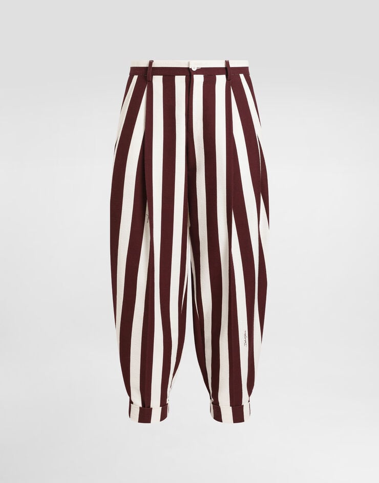 Dolce & Gabbana Pantalones de algodón jacquard a rayas con doble pinza