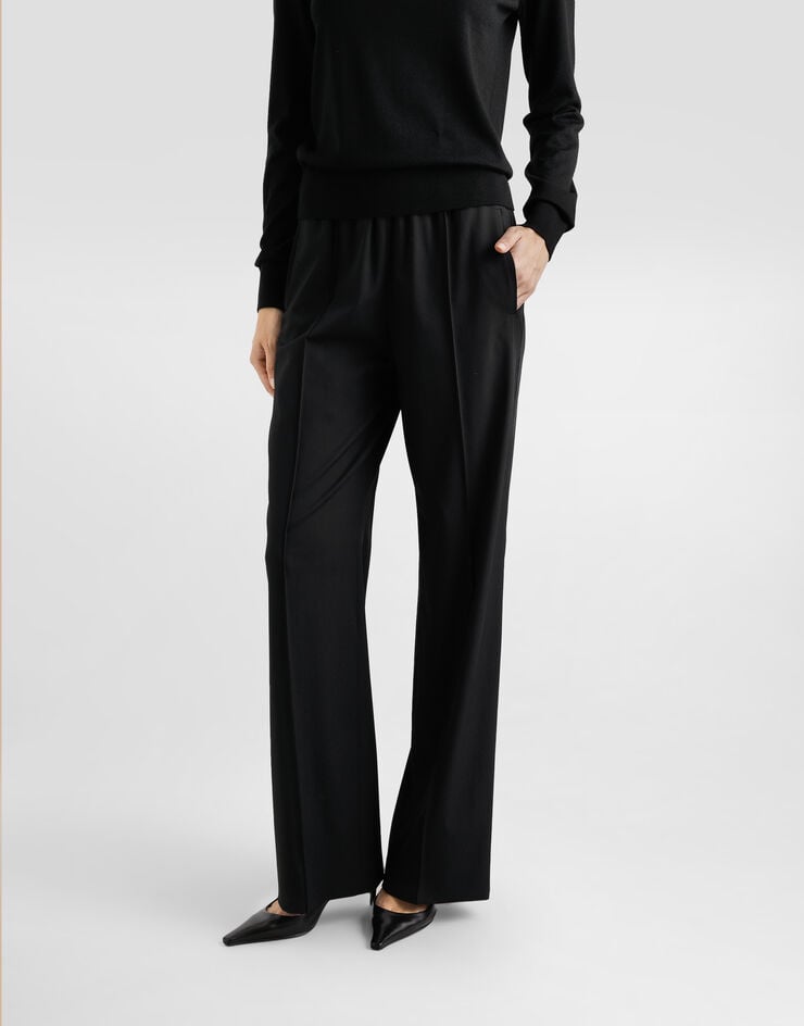 Dolce & Gabbana Pantalones De Chándal Palazzo De Tela De Lana