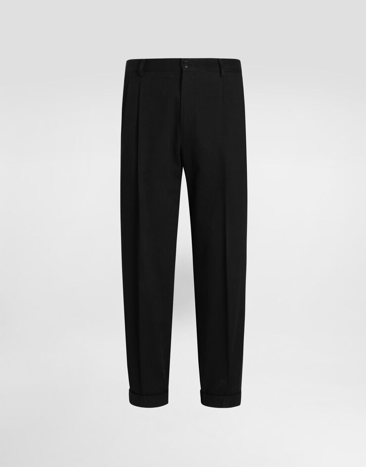 Dolce & Gabbana Pantalones de gabardina de algodón con doble pinza