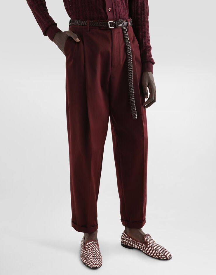 Dolce & Gabbana Pantalones De Gabardina De Algodón Con Doble Pinza