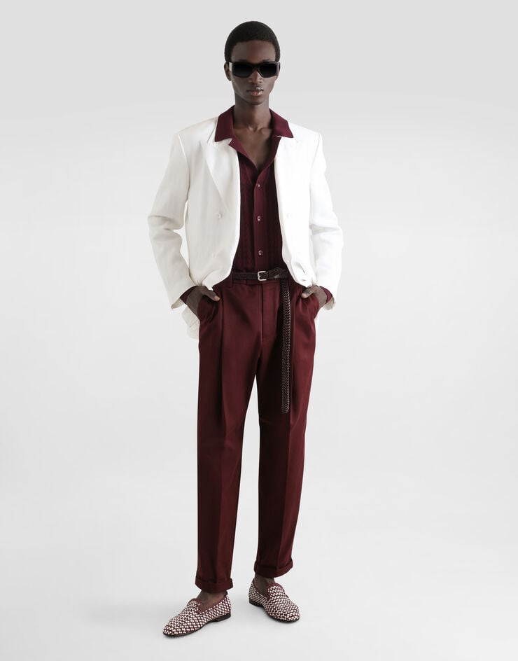 Dolce & Gabbana Pantalones De Gabardina De Algodón Con Doble Pinza