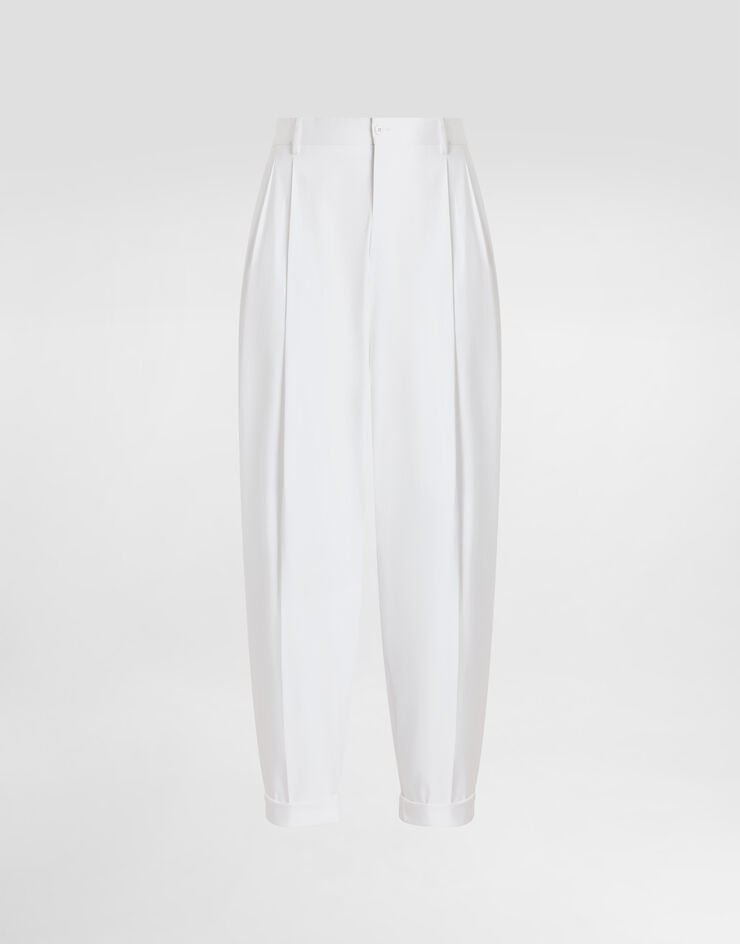 Dolce & Gabbana Pantalones de gabardina de algodón con doble pinza