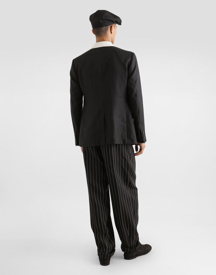 Dolce & Gabbana Pantalones De Mezcla De Lino Con Doble Pinza Y Raya Diplomática