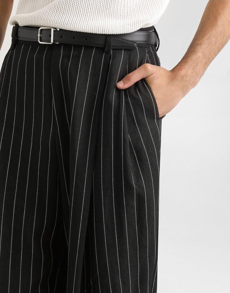 Dolce & Gabbana Pantalones De Mezcla De Lino Con Doble Pinza Y Raya Diplomática