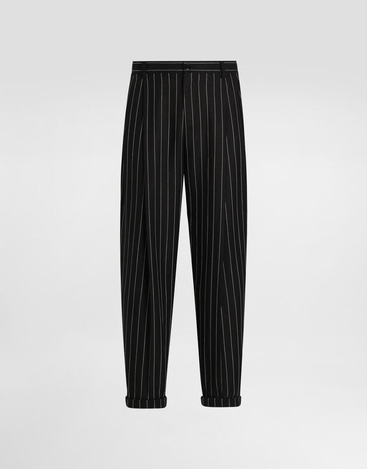 Dolce & Gabbana Pantalones de mezcla de lino con doble pinza y raya diplomática