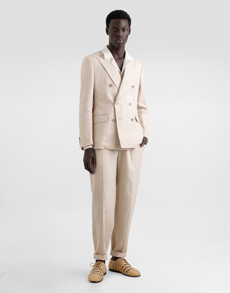 Dolce & Gabbana Pantalones De Tela De Lino Con Dobladillo