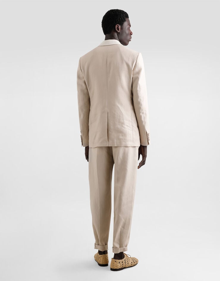 Dolce & Gabbana Pantalones De Tela De Lino Con Dobladillo