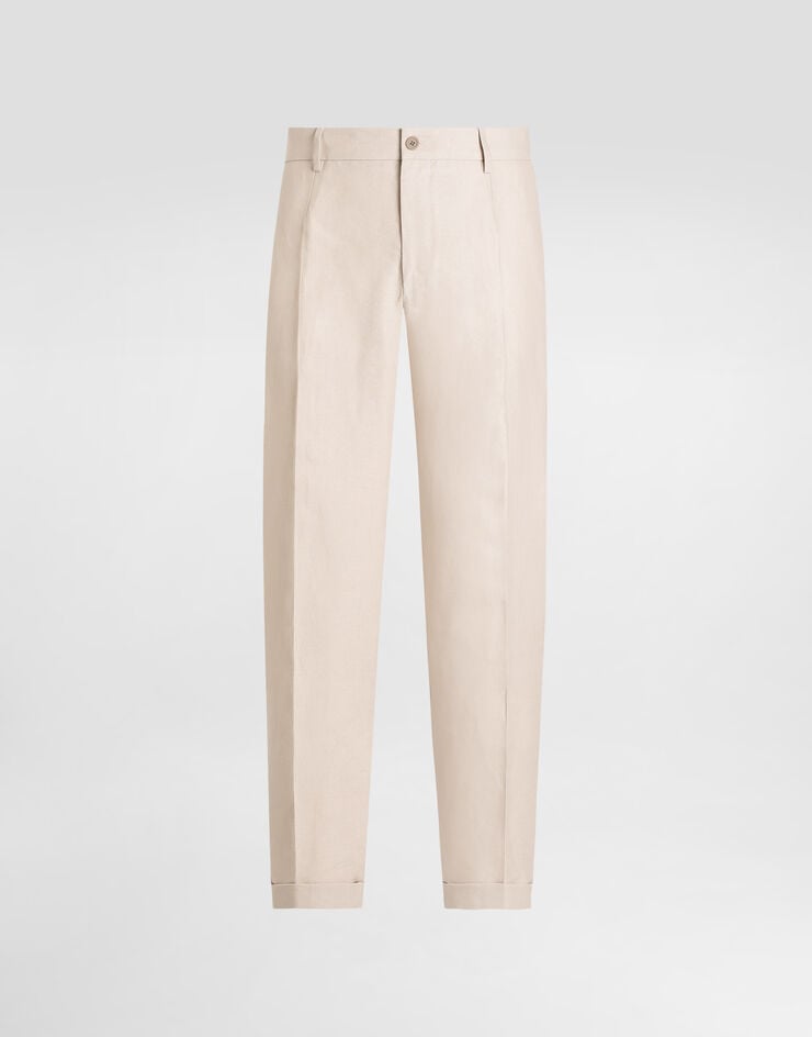 Dolce & Gabbana Pantalones de tela de lino con dobladillo