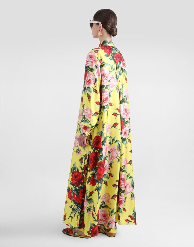 Dolce & Gabbana Pantalones En Sarga De Seda Con Estampado Bouquet