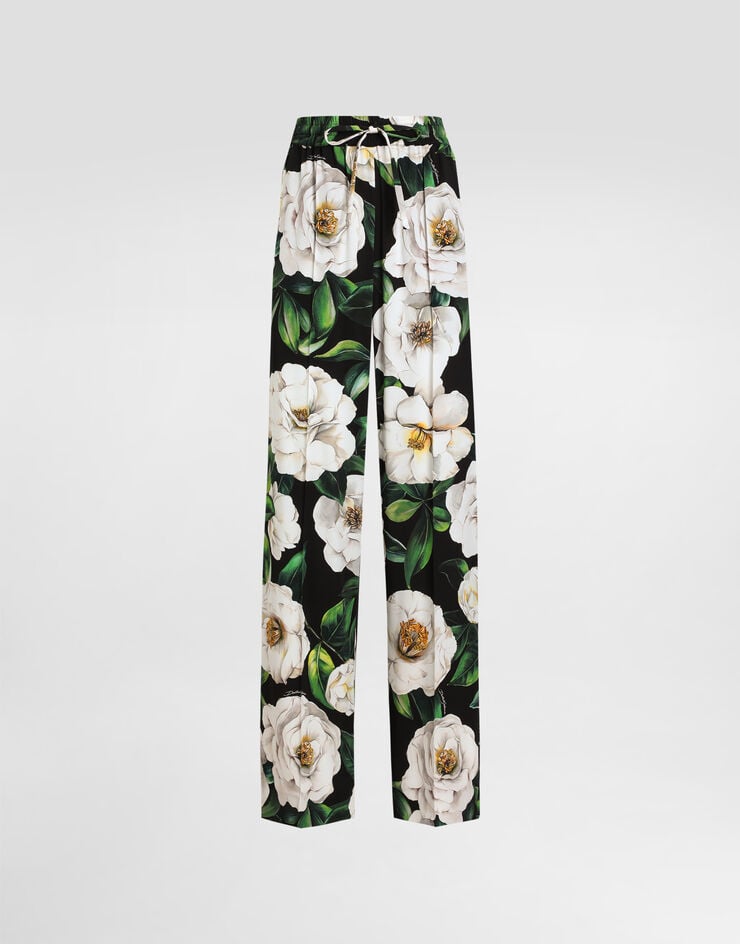Dolce & Gabbana Pantalones estilo pijama de charmeuse con estampado de gardenias