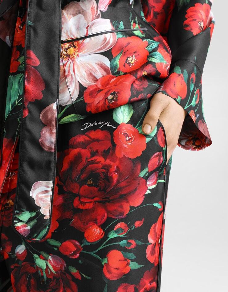 Dolce & Gabbana Pantalones Estilo Pijama De Raso Con Estampado De Rosas