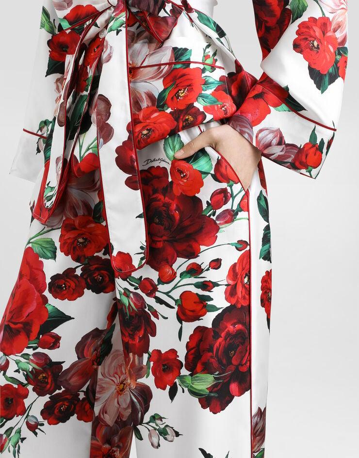 Dolce & Gabbana Pantalones Estilo Pijama De Raso Con Estampado De Rosas