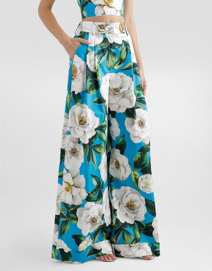 Dolce & Gabbana Pantalones Palazzo De Algodón Con Estampado De Gardenias
